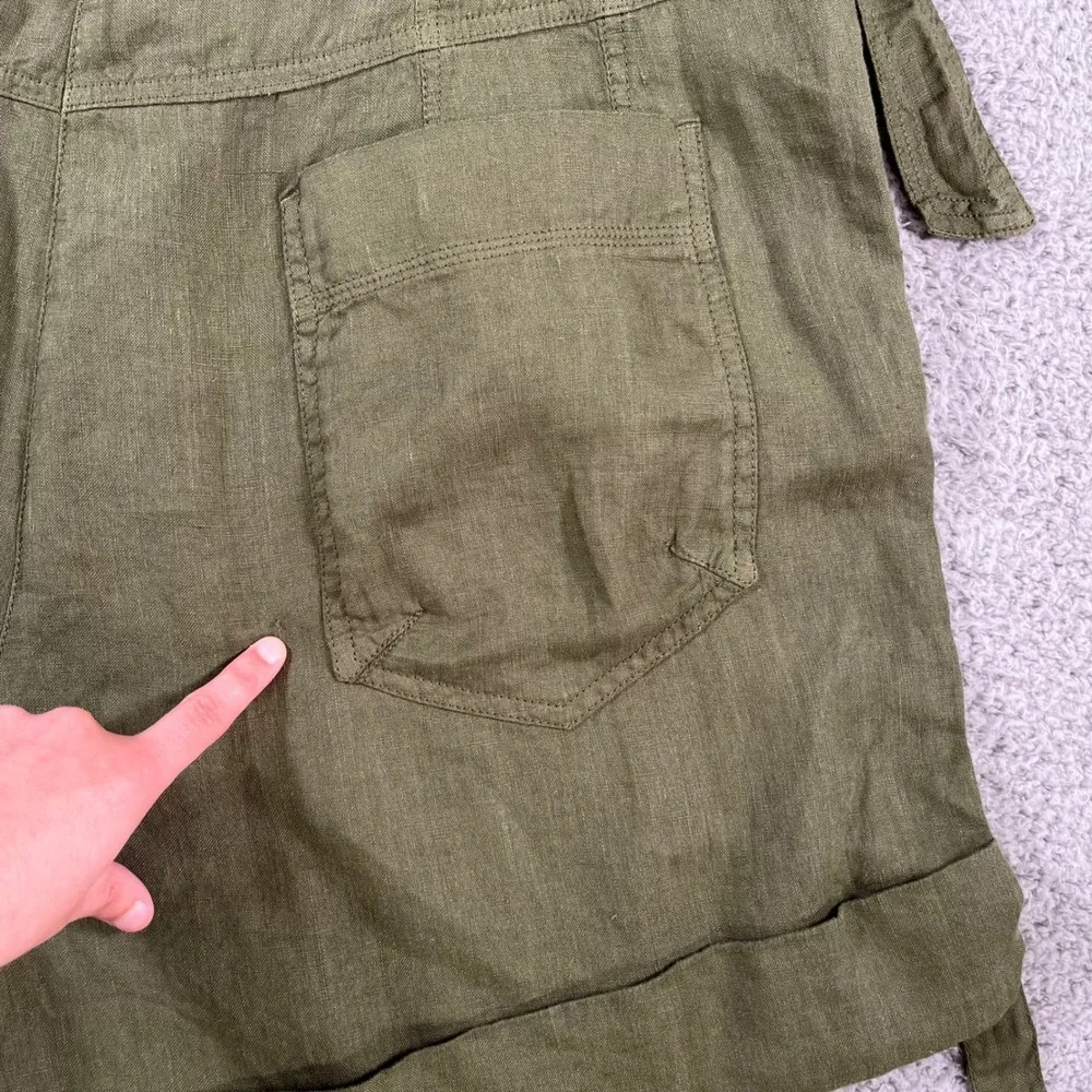 Wrap London Forest Green 100% Linen Belted Shorts Size US 16 NWT - Picture 15 of 16